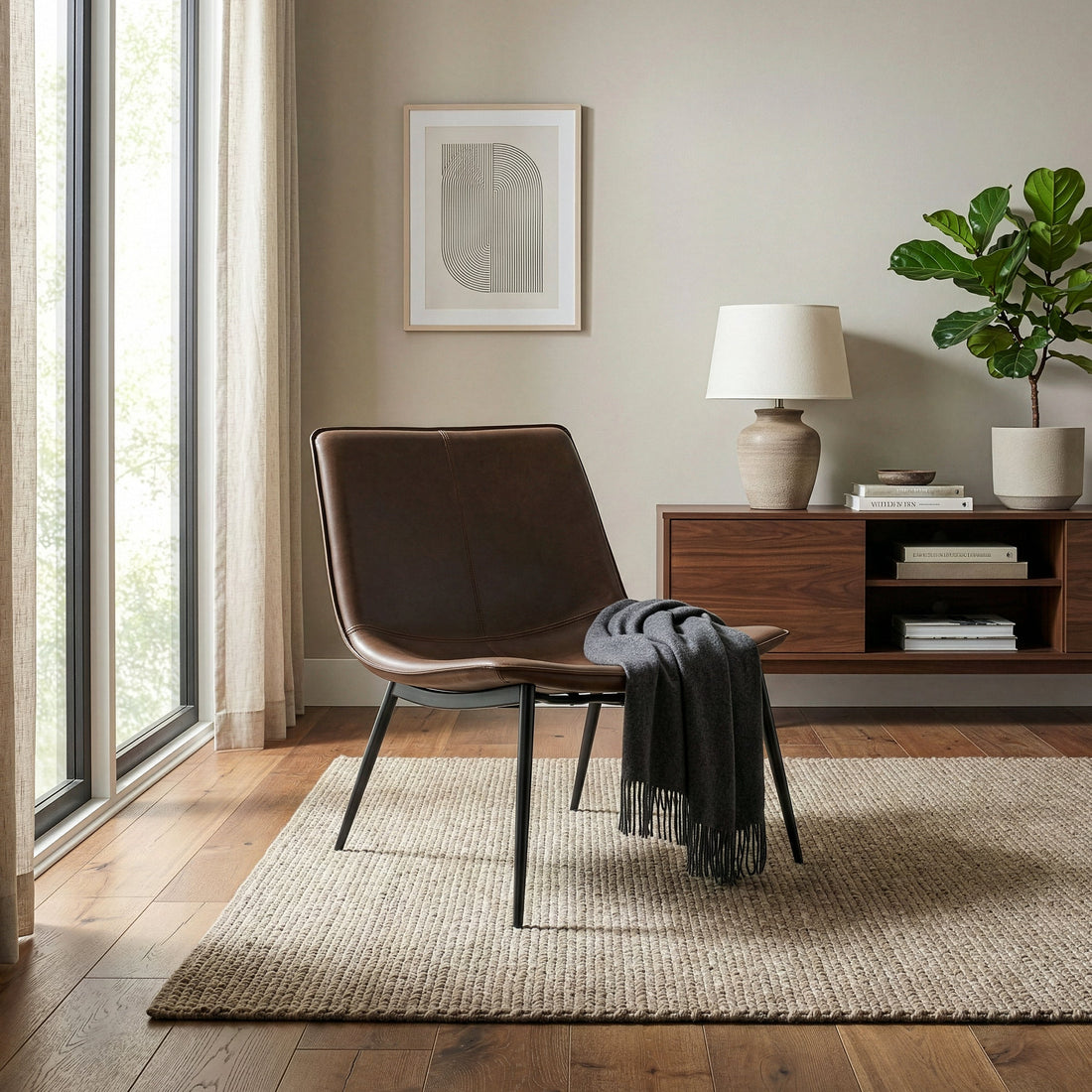 Barkley Dark Brown Faux Leather Accent Chair