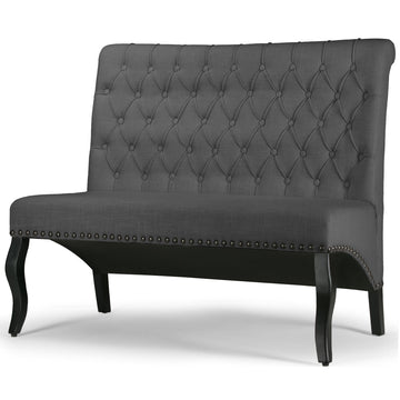 Alisa Grey Upholstered Settee Banquette Bench Loveseat with Button Tufting