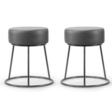Set of 2 Amie Grey Backless Dining Chair with Gunmetal Grey Frame