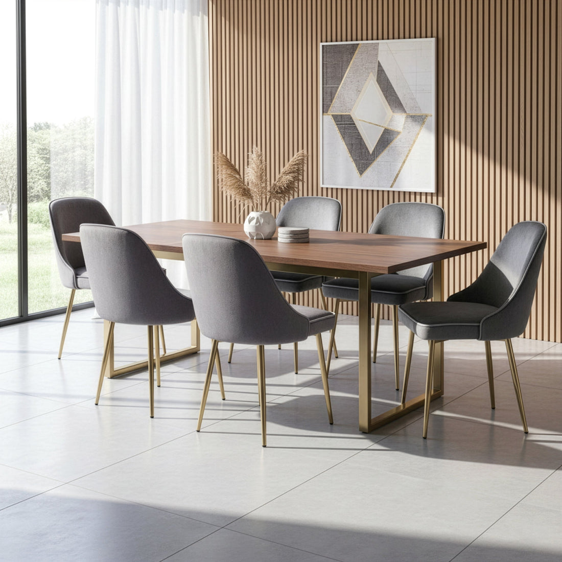 Set of 2 Alpha Sandy Brown Velvet Chair with Brushed Golden Steel Legs