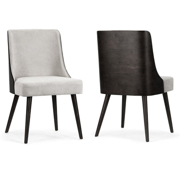 Set of 2 Esmy Fabric Chair with Black Bentwood Back and Solid Wood Legs