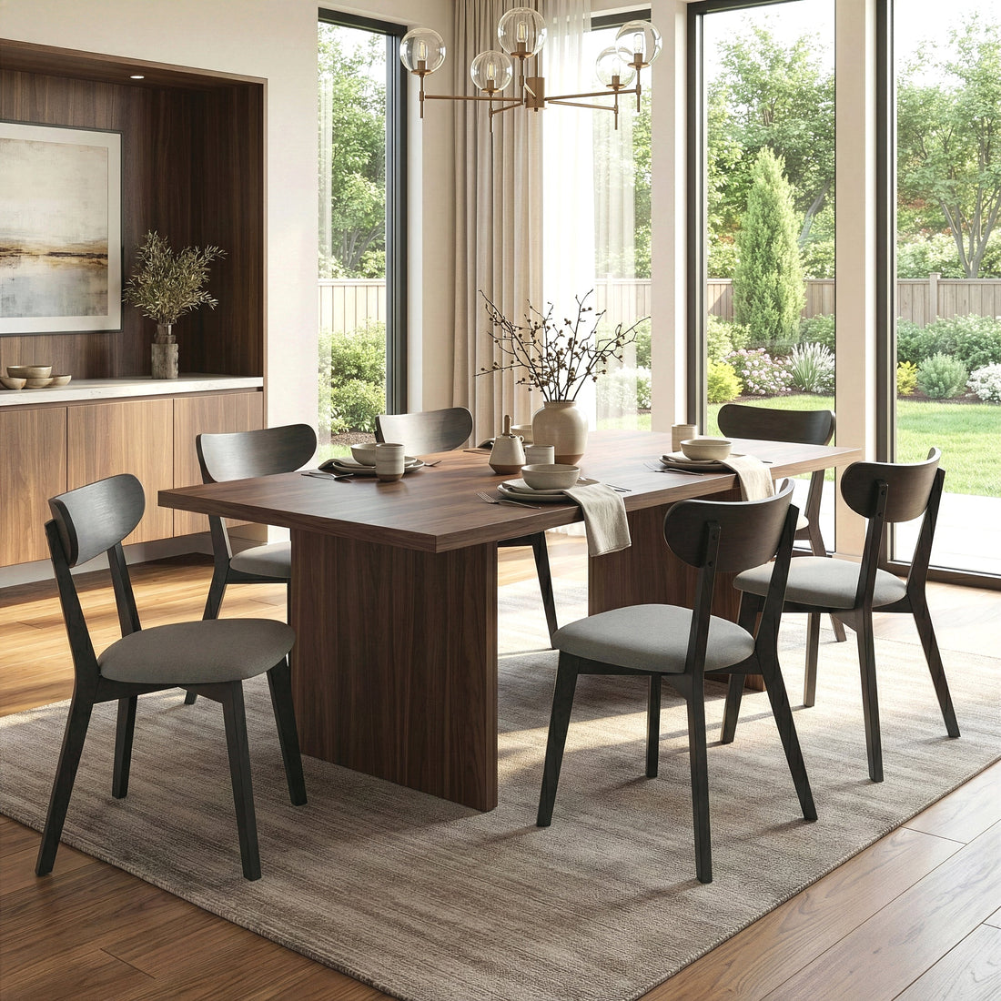 Set of 2 Aspen Black Rubberwood Dining Chair with Upholstered Seat