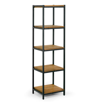 Ailis 57" Brown Pine Wood Shelf Etagere Bookcase Media Center with Metal Frame