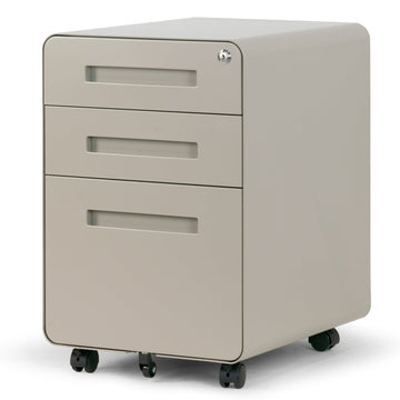 Aviya Gray 3-Drawer File Cabinet with Lock and Wheels