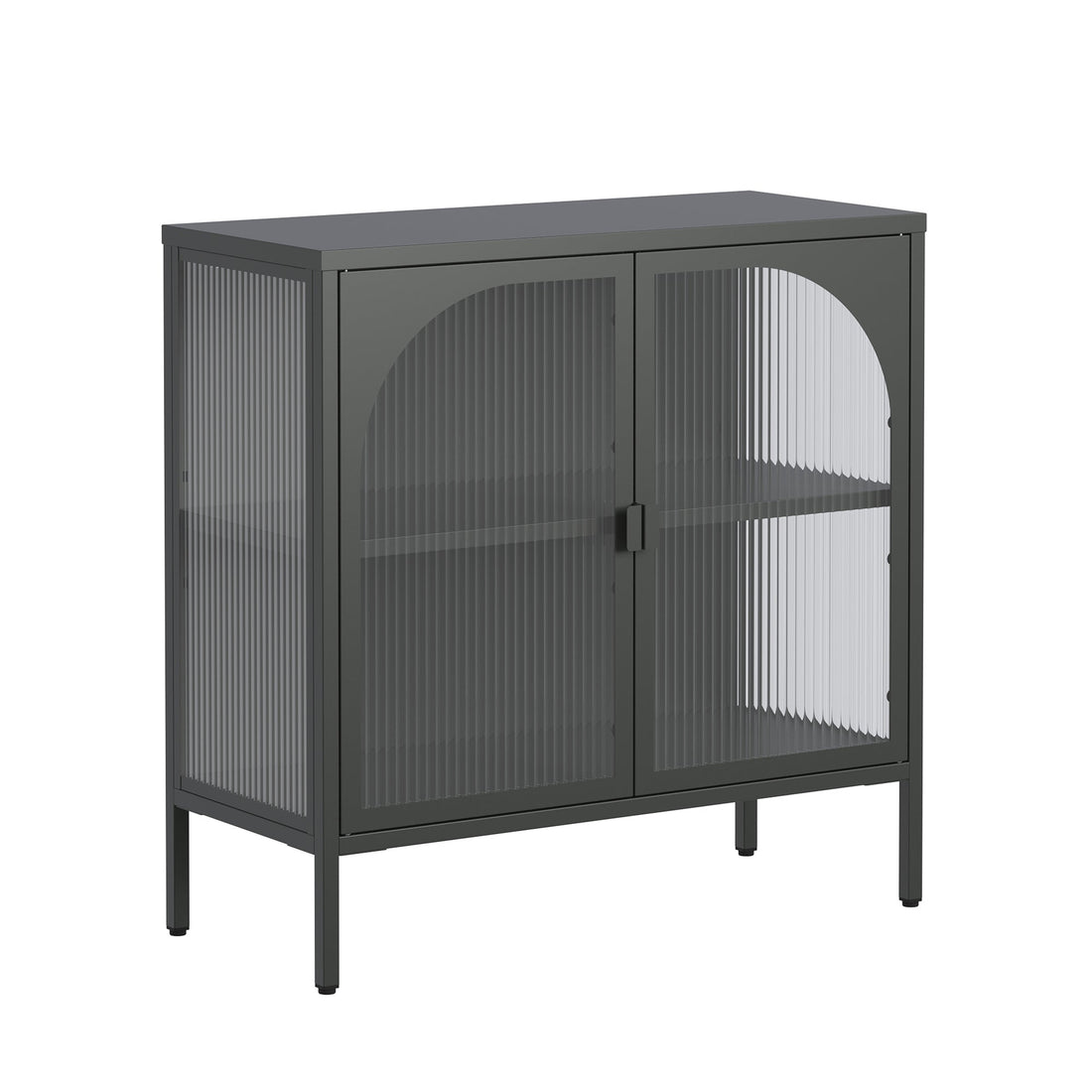Benoît 31.56-inch Black Two Door Sideboard with Fluted Clear Doors