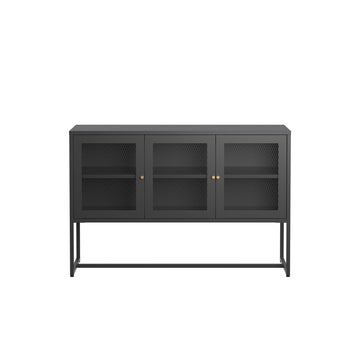 Bentley 31.56-inch Black Three Door Sideboard with Mesh Doors