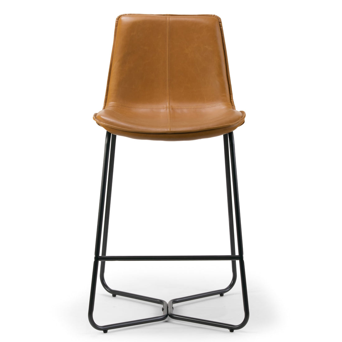 Set of 2 Amery Iron Frame Vintage Cappuccino Faux Leather Counter Stool