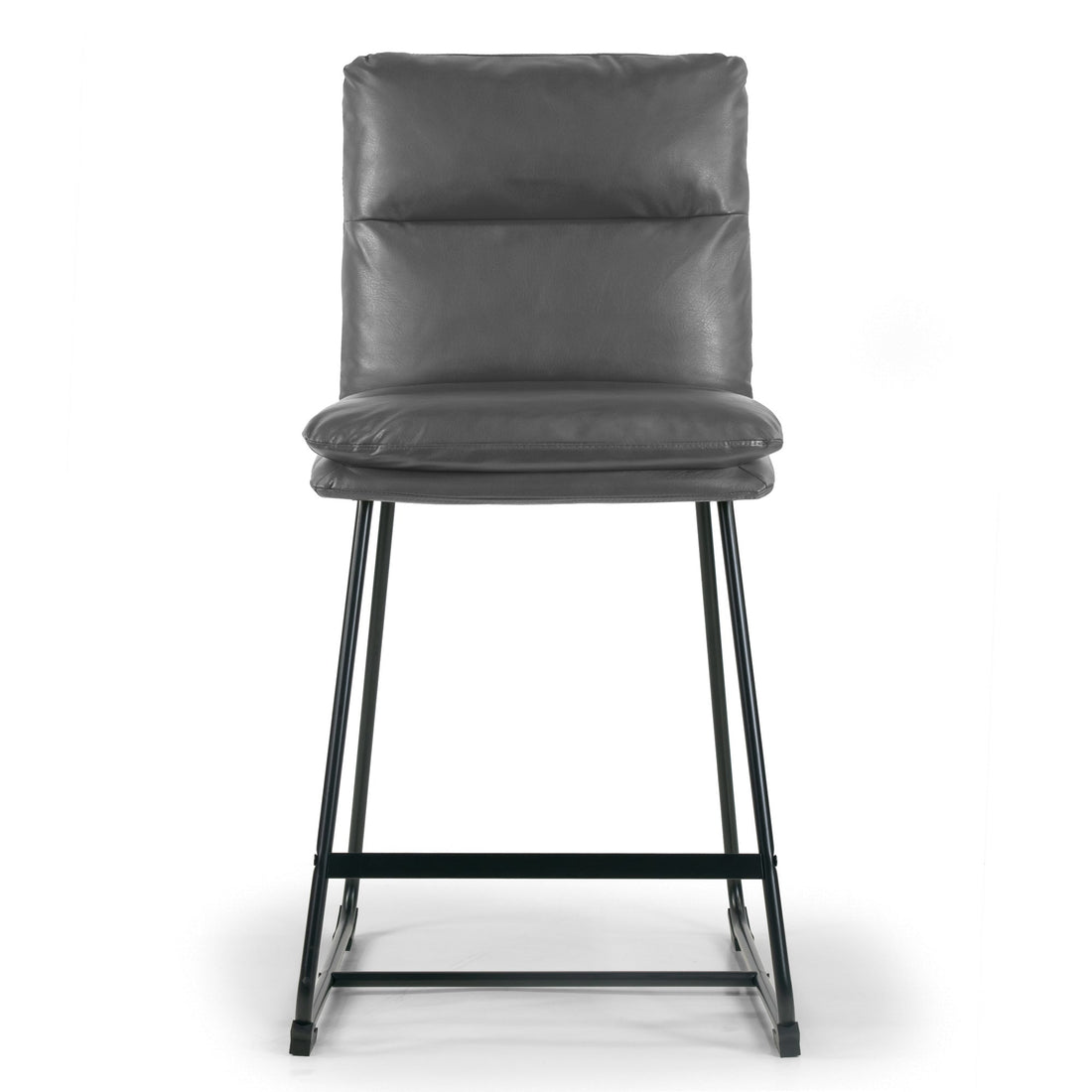 Set of 2 Aulani Grey Upholstered Metal Frame Counter Stool with Puffy Cushions