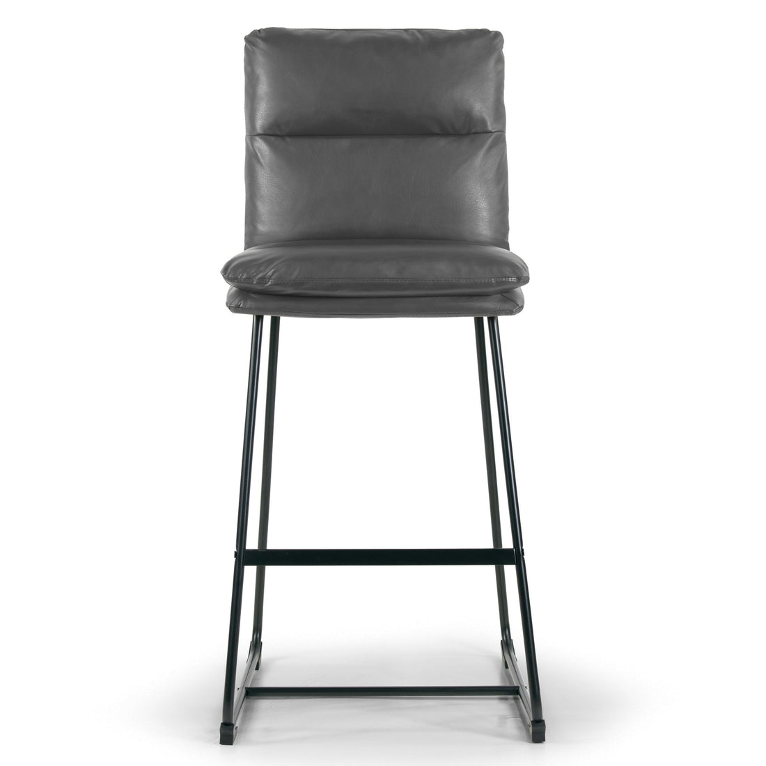 Set of 2 Aulani Grey Upholstered Metal Frame Bar Stool with Puffy Cushions
