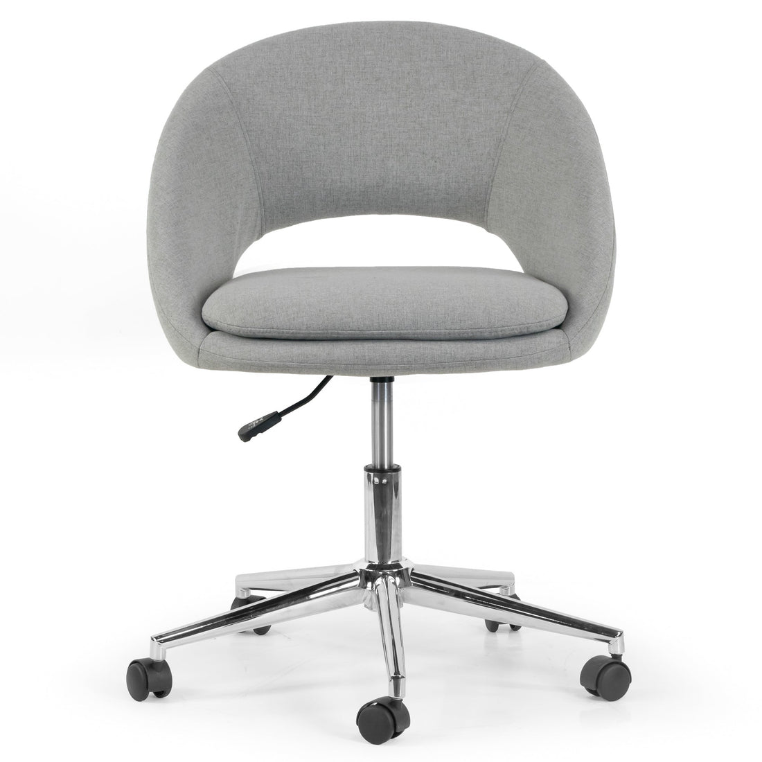Aura Grey Fabric Upholstered Adjustable Height Swivel Office Chair with Wheel Base