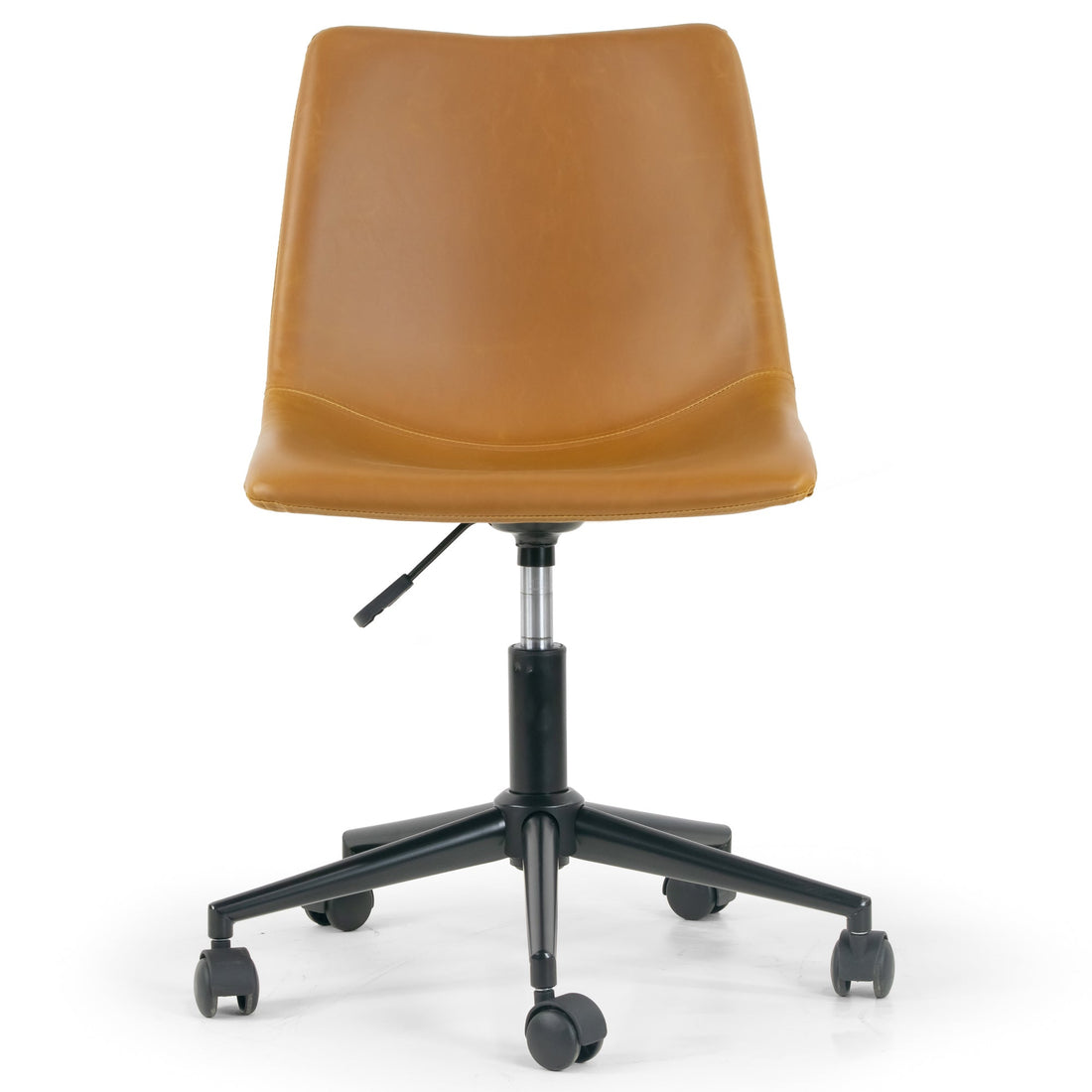 Adan Light Brown Faux Leather Adjustable Height Swivel Office Chair with Wheel Base