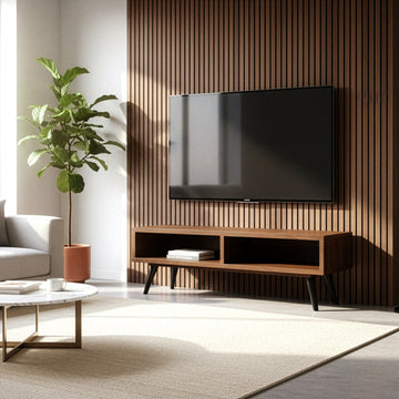Akamu Scandinavian Style Modern Walnut Finish TV Stand