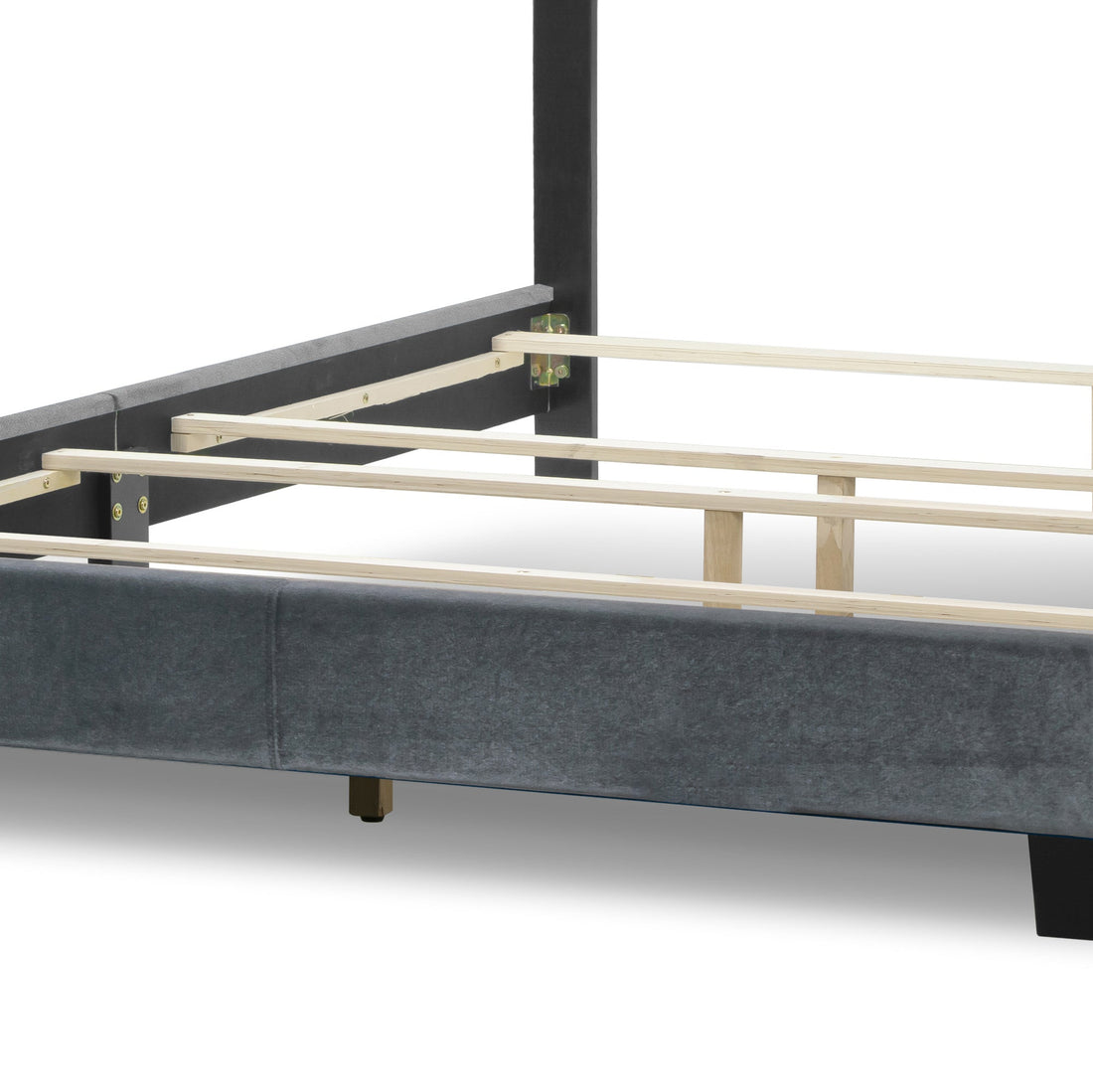 Artan Silver Gray Velvet King Bed with Button Tufting