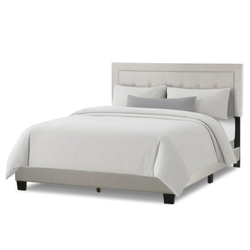 Austin Beige Fabric Queen Bed with Button Tufting and Stitching